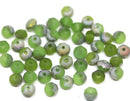 3x5mm Frosted grass green rondelle beads, Czech glass - 50pc