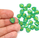 9mm Green yellow leaf beads, Heart shaped triangle leaf, Czech glass - 50pc