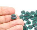 9mm  Opal Green leaf Czech glass beads, Heart shaped triangle leaf - 50pc