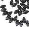 10x6mm Black leaf Czech glass beads - 40pc