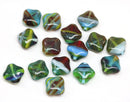 12mm Multicolored Rhombus shape,  mixed color beads -15pc