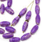 14x7mm Violet purple long barrel czech glass beads, mixed color 25Pc