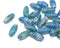 14x7mm Blue green long barrel czech glass beads, mixed color 25Pc
