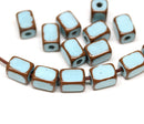 11x8mm Blue brown rectangle ceramic beads, 2mm hole, 8pc