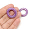 25mm Metallic purple ceramic ring donut beads, 2pc