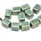 11x8mm Light green rectangle ceramic beads, AB finish, 2mm hole, 6pc