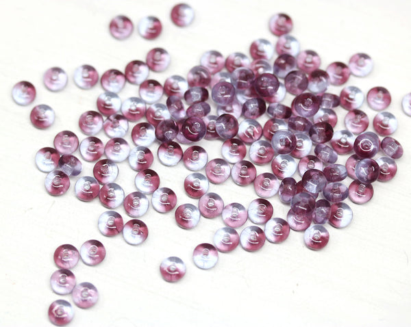 4mm Amethyst purple czech glass rondelle spacer beads - approx. 130pc