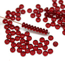 4mm Dark red czech glass rondelle spacer beads - approx. 120pc