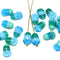 12x8mm Blue green tulip beads, Czech glass flower - 20Pc