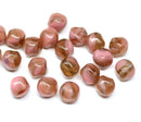 8mm Brown pink glass beads, Mixed color, orhanic shape - 20Pc