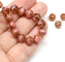 8mm Brown pink glass beads, Mixed color, orhanic shape - 20Pc