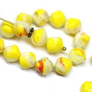 8mm Yellow Mixed color Czech glass orhanic shape beads - 40Pc