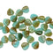 9mm Brown blue leaf beads, Heart shaped triangle leaf, Czech glass - 50pc