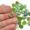 9mm Green leaf beads, Heart shaped triangle leaf - 50pc