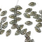 10x6mm Mixed gray leaf Czech glass beads - 60Pc