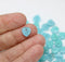 9mm Mint blue glass leaf beads, Heart shaped triangle leaf, Czech glass -50pc