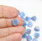 9mm Blue pink glass leaf beads, Heart shaped triangle leaf - 50pc