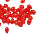 5x7mm Small red teardrops, czech glass top drilled drop beads - 40pc