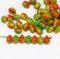5x7mm Yellow orange green teardrops, czech glass - 50pc
