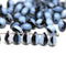 5x7mm Blue black teardrops, czech glass top drilled drop beads 40pc