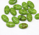 15x9mm Opaque green oval beads, green brown mixed - 15pc