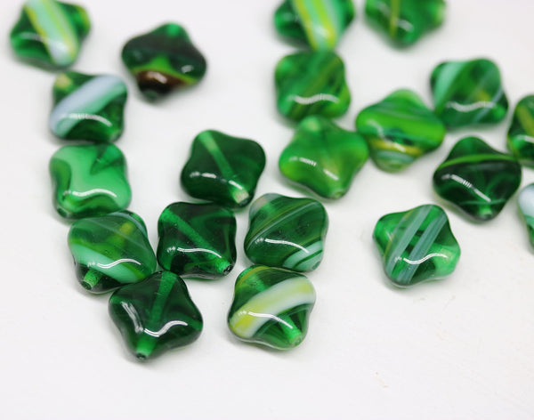 12mm Dark green  yellow mixed Rhombus shape beads, 15pc