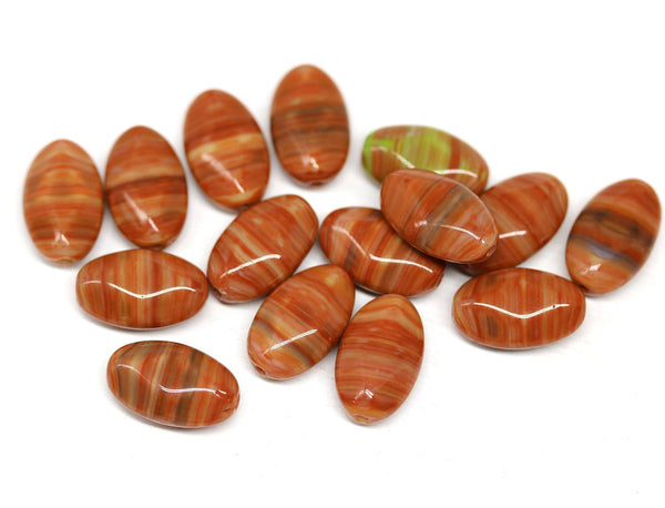 15x9mm Terracotta brown oval, mixed color rhombus beads - 15pc
