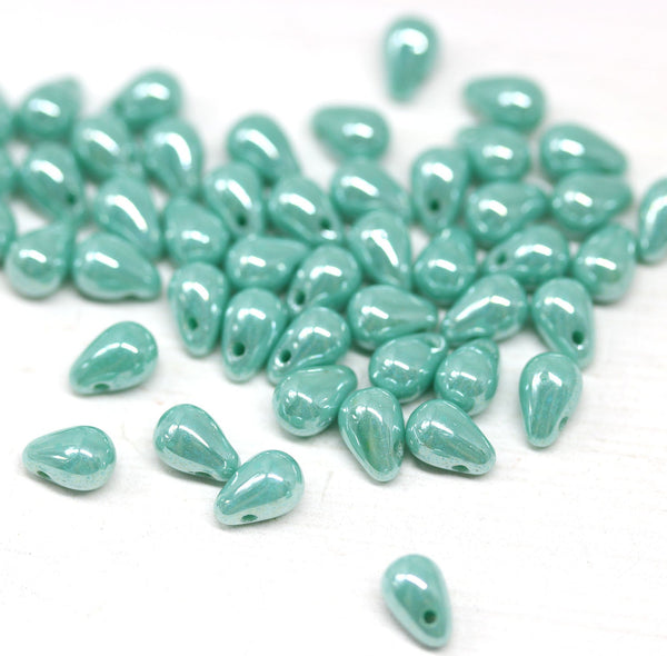 4x6mm Jade green teardrop beads 50Pc