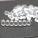 4x6mm Tiny crystal clear teardrops, Czech glass pressed drops - 50pc