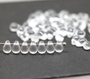 4x6mm Tiny crystal clear teardrops, Czech glass pressed drops - 50pc