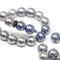 6mm Dark blue czech glass round beads with silver luster, 30Pc