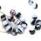 8mm Black and white czech glass round beads, Melon shape - 20pc
