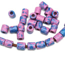 6mm Purple Blue ceramic tube beads, 2mm hole, 40pc