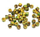 6x4mm Ceramic tube rondelle beads, Brown yellow green 2mm hole, 50pc