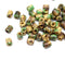 6mm ceramic tube beads, Green yellow brown 2mm hole, 50pc