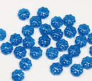 9mm Dark Blue flower czech glass flat daisy beads, Blue floral - 30Pc