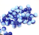 6mm Mixed blue czech glass round beads, druk pressed spacers 50Pc