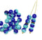 6mm Blue green czech glass round beads, druk pressed spacers 50Pc