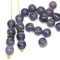 6mm Dark blue purple czech glass round beads, druk pressed spacers 50Pc