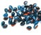 70pc Small red blue teardrops, czech glass top drilled drop beads - 5x7mm