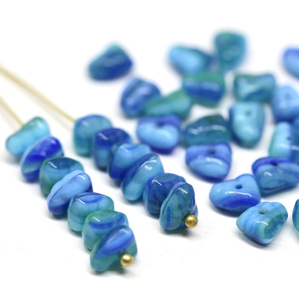 40pc Blue green triangle spacer beads, Czech glass - 5x7mm