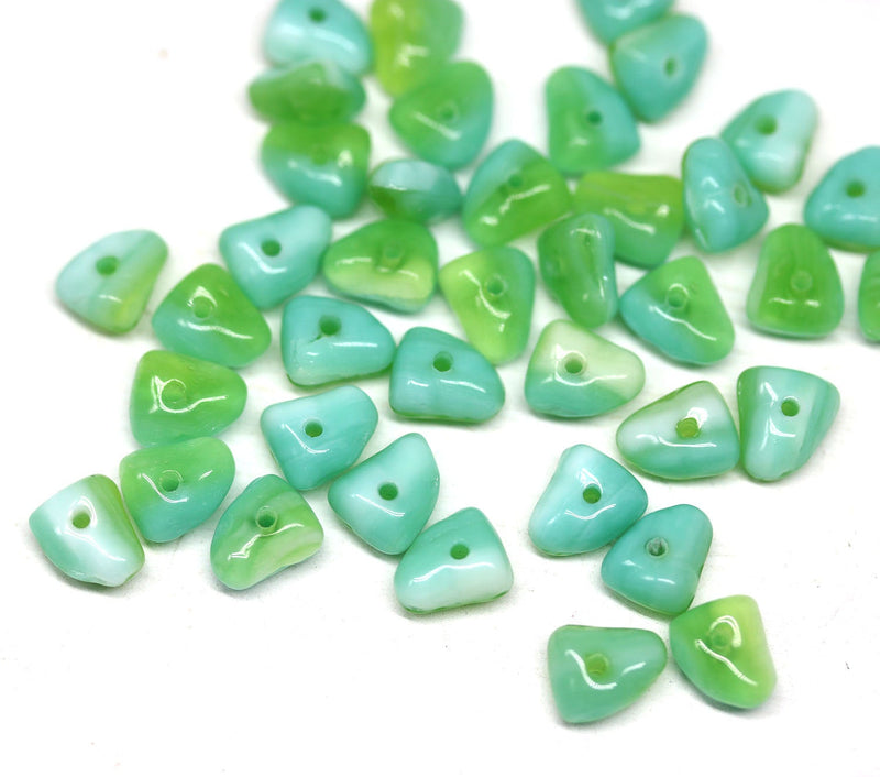 40pc Mint green triangle spacer beads, Czech glass - 5x7mm