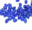 70pc Small blue teardrops, czech glass top drilled drop beads - 5x7mm