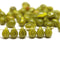 5x7mm Olive green yellow teardrops, czech glass top drilled, 50pc