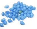 40pc Sky blue czech glass teardrop beads, pressed drop top drilled - 6x9mm
