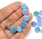 10mm Blue pink coin czech glass beads, round tablet shape pressed beads 20Pc