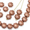 9mm bright copper daisy flower beads, Metallic finish czech glass floral beads 40Pc