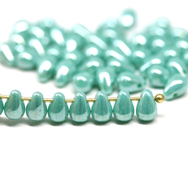 4x6mm Jade green teardrop beads 50Pc