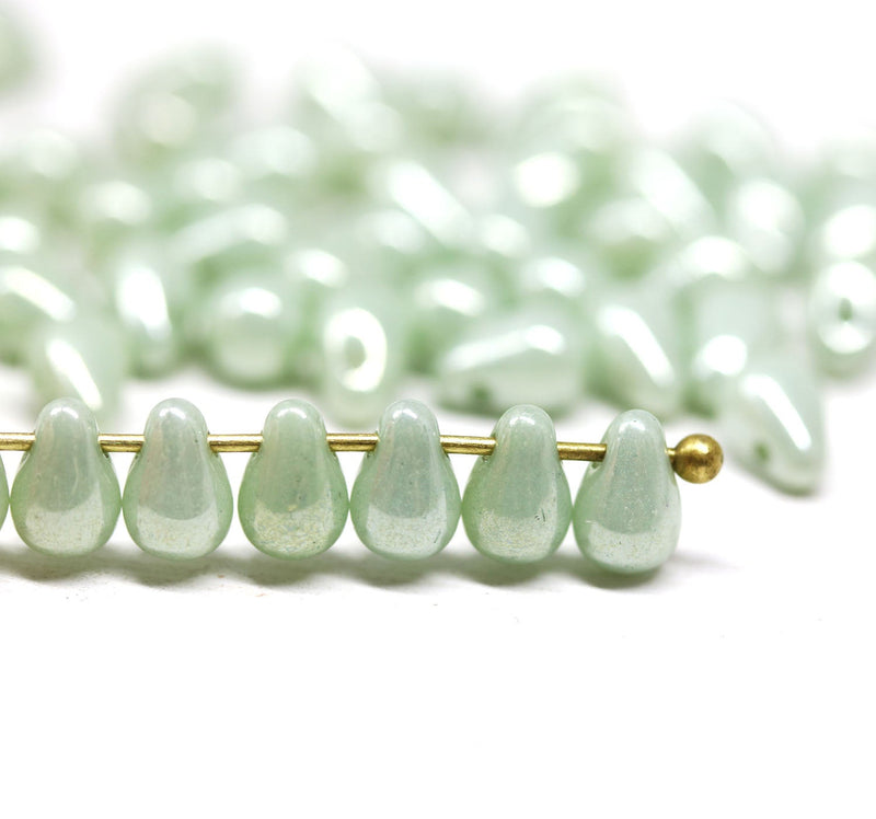 4x6mm Sage green teardrop beads 50Pc