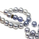 6mm Dark blue Silver czech glass round druk pressed beads spacers - 50Pc